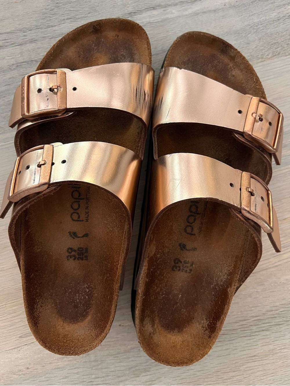 Birkenstock Papillio Arizona Platform Flex Women Sandals Metallic Copper EU 39